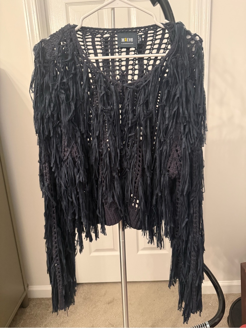 Anthropologie Fringed Knit Blouse